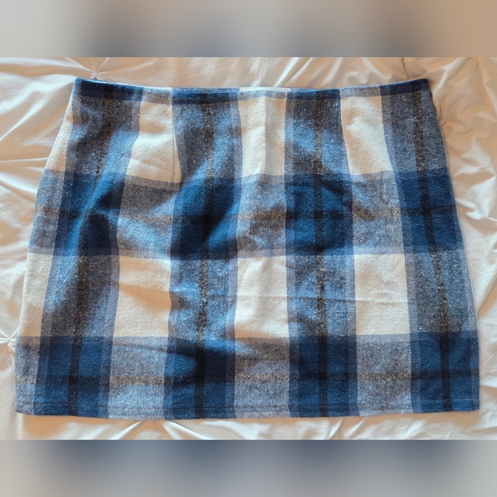 Blue and White Plaid Women's Skirt